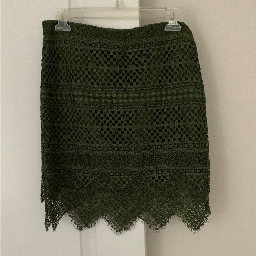 Banana Republic Green Asymmetrical Pencil Mini Skirt